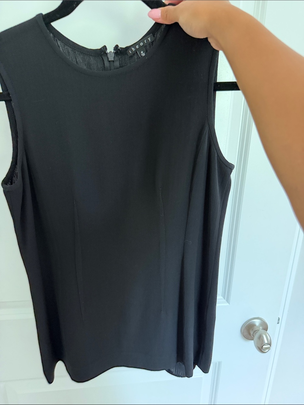 Theory Black Sleeveless Crewneck Blouse
